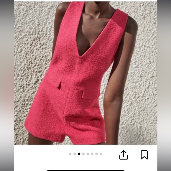 Zara Textured Weave Fuchsia Romper - Picture 4 of 11